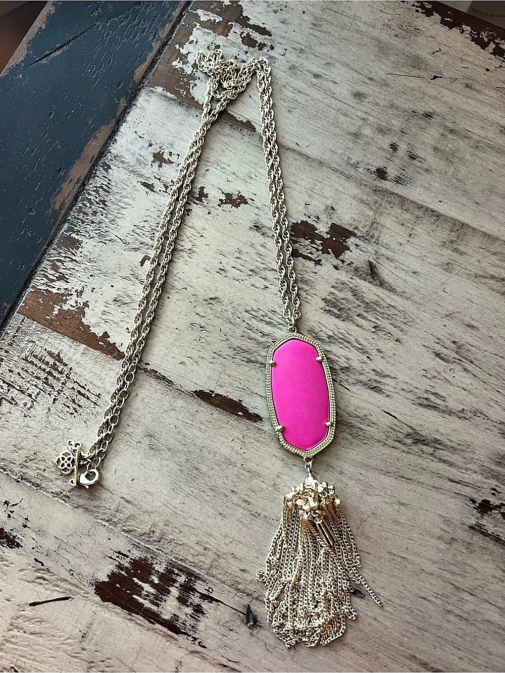 Kendra Scott Rayne Long Pendant Necklace Pink Pendant Tassel Necklace